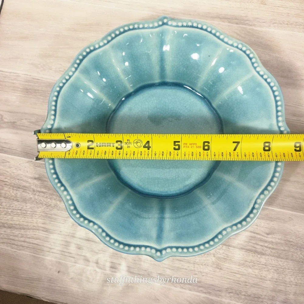 Pioneer Woman Denim Soup Bowl Paige Stoneware Scalloped Rim Crackle Finish 1 Pc